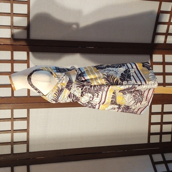 H&M Sparkly Monstera / Plant Pattern Uneven Stripes Mini Dress Sz 4 NWT - Picture 4 of 11